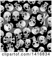 Poster, Art Print Of Seamless Background Pattern Of Skulls