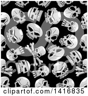 Poster, Art Print Of Seamless Background Pattern Of Skulls