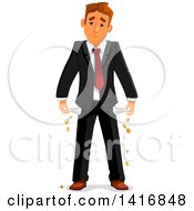 Clipart Of A White Business Man Turning Out All Of His Pockets To Pay Fees Or Taxes Royalty Free Vector Illustration