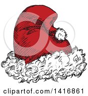 Clipart Of A Sketched Santa Hat Royalty Free Vector Illustration