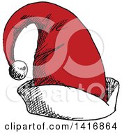 Clipart Of A Sketched Santa Hat Royalty Free Vector Illustration by Vector Tradition SM