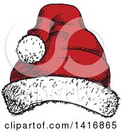Clipart Of A Sketched Santa Hat Royalty Free Vector Illustration by Vector Tradition SM