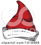 Clipart Of A Sketched Santa Hat Royalty Free Vector Illustration