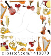 Poster, Art Print Of Border Of Musical Instruments