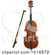 Clipart Of A Violin And Bow Royalty Free Vector Illustration