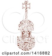 Poster, Art Print Of Violin Formed Of Brown Music Notes