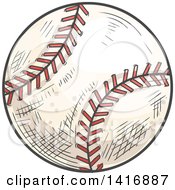 Poster, Art Print Of Sketched Baseball