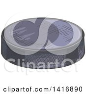 Clipart Of A Sketched Hockey Puck Royalty Free Vector Illustration