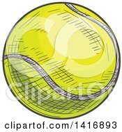 Clipart Of A Sketched Tennis Ball Royalty Free Vector Illustration