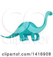 Poster, Art Print Of Blue Brontosaurus Apatosaurus Dinosaur