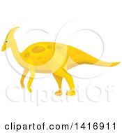 Clipart Of A Yellow Parasaurolophus Dinosaur Royalty Free Vector Illustration