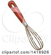 Clipart Of A Sketched Whisk Royalty Free Vector Illustration