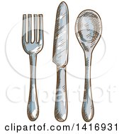 Poster, Art Print Of Sketched Silverware