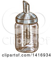 Clipart Of A Sketched Oil Dispenser Royalty Free Vector Illustration