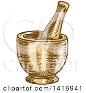 Poster, Art Print Of Sketched Mortar And Pestle