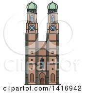 Poster, Art Print Of Sketched German Landmark Frauenkirche Cathedral