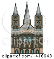 Poster, Art Print Of Sketched German Landmark Bonn Cathedral