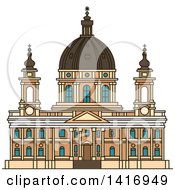 Poster, Art Print Of Sketched Italian Landmark Basilica Di Superga In Turin