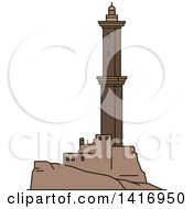 Poster, Art Print Of Sketched Italian Landmark Lighthouse Of Genoa