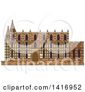 Poster, Art Print Of Sketched Spain Landmark Cathedral Of Santa Maria In Palma