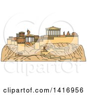Poster, Art Print Of Clipart Of A  Sketched Ancient Greek Landmark Acropolis Of Athens Royalty Free Vector Illustration