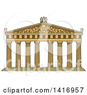 Poster, Art Print Of Sketched Ancient Greek Landmark Temple Of Goddess Athena Parthenon