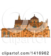 Poster, Art Print Of Sketched Spanish Landmark Great Cathedral Of Cordoba