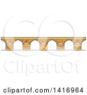 Poster, Art Print Of Sketched Spanish Landmark Roman Bridge