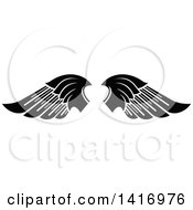 Clipart Of A Pair Of Black And White Wings Royalty Free Vector Illustration