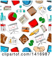 Poster, Art Print Of Seamless Background Pattern Of Financial Items