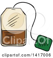 Clipart Of A Sketched Tea Bag Royalty Free Vector Illustration