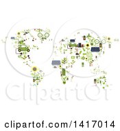 Poster, Art Print Of Map Made Of Green Energy Icons