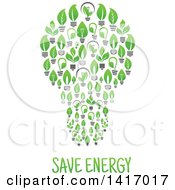 Poster, Art Print Of Bulb Formed Of Green Leaf Lightbulbs