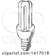 Clipart Of A Sketched Black And White Light Bulb Royalty Free Vector Illustration by Vector Tradition SM