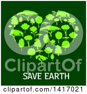 Clipart Of A Heart Formed Of Green Trees Over Text Royalty Free Vector Illustration