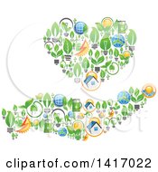 Poster, Art Print Of Heart And Hand Formed Of Green Energy Icons