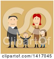 Poster, Art Print Of Flat Design Style Family In Winter Or Fall Clothing