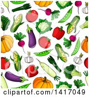 Poster, Art Print Of Seamless Background Pattern Of Vegetables