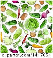 Poster, Art Print Of Seamless Background Pattern Of Vegetables