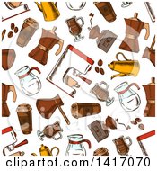 Clipart Of A Seamless Background Pattern Of Coffee Royalty Free Vector Illustration