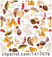 Clipart Of A Seamless Background Pattern Of Mushrooms Royalty Free Vector Illustration