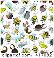Clipart Of A Seamless Background Pattern Of Bugs Royalty Free Vector Illustration