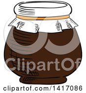 Clipart Of A Sketched Honey Jar Royalty Free Vector Illustration