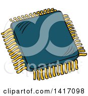 Clipart Of A Sketched Chip Royalty Free Vector Illustration