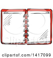 Clipart Of A Sketched Spiral Notebook Royalty Free Vector Illustration