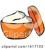 Clipart Of A Sketched Container Of Cream Royalty Free Vector Illustration