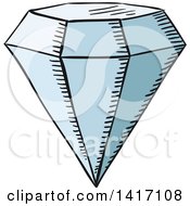 Clipart Of A Sketched Diamond Royalty Free Vector Illustration by Vector Tradition SM