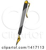 Clipart Of A Sketched Fountain Pen Royalty Free Vector Illustration