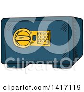 Clipart Of A Sketched Personal Safe Royalty Free Vector Illustration
