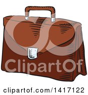Clipart Of A Sketched Briefcase Royalty Free Vector Illustration by Vector Tradition SM